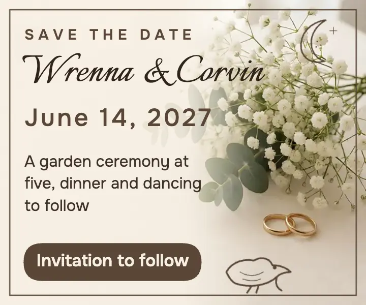 Wedding save the date fine-line botanical ad: wedding save the date ad template