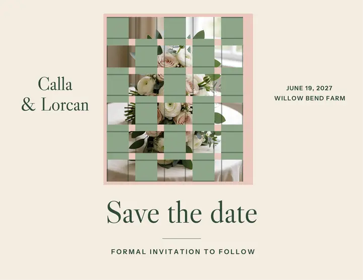 Save the date woven photo flyer: wedding save the date flyer template