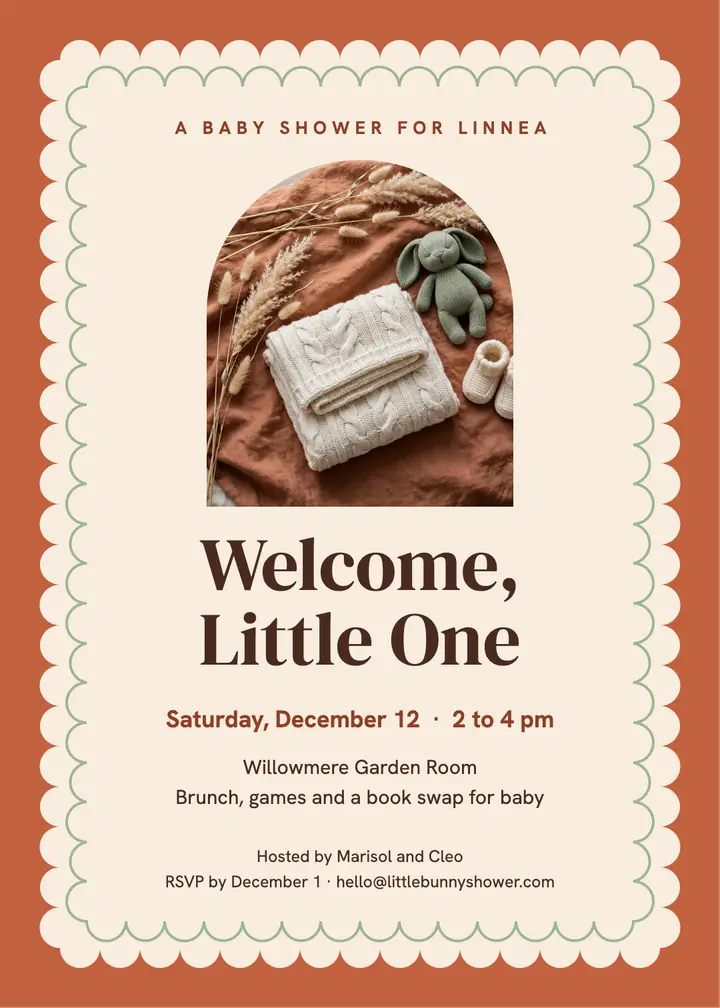 Scalloped baby shower invitation template