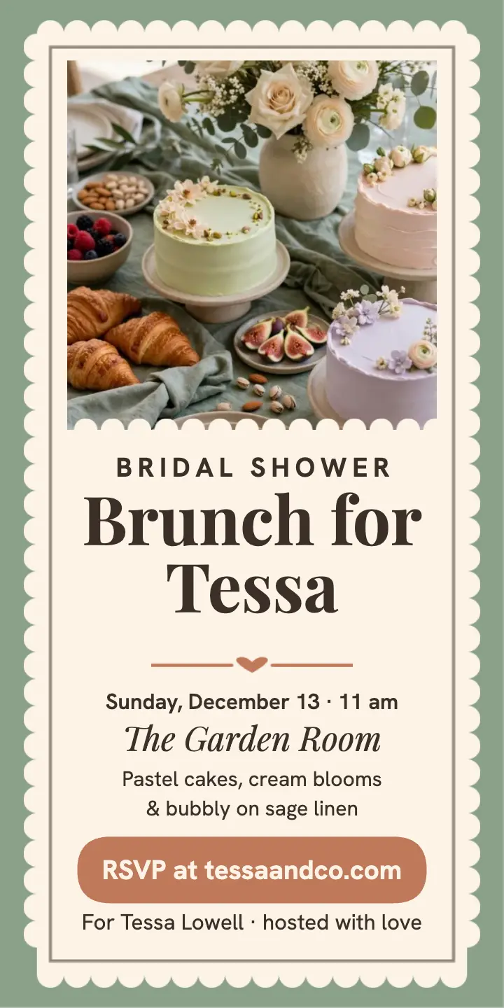 Tessa bridal shower brunch scallop ad template
