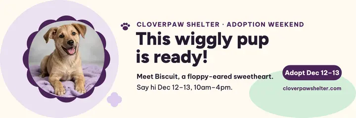 Cloverpaw puppy adoption weekend header template