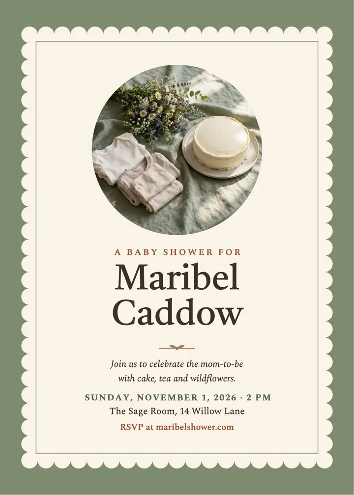 Maribel baby shower scalloped invite template