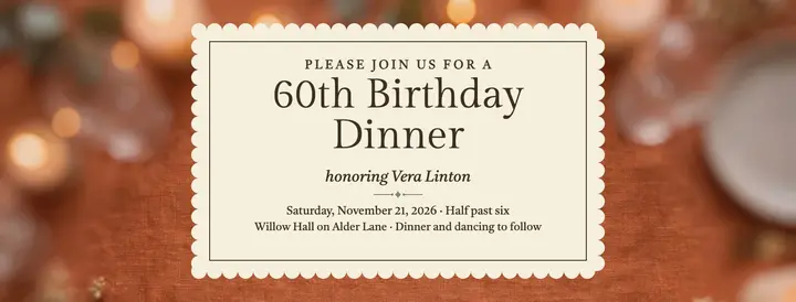 Vera Linton scalloped birthday dinner cover template
