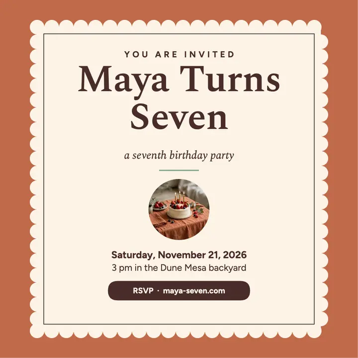 Maya seven scalloped birthday invitation template