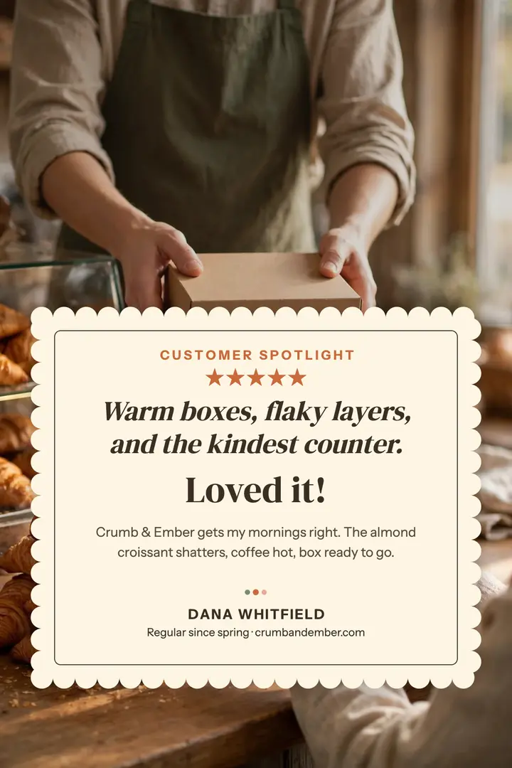 Crumb and Ember bakery spotlight review template
