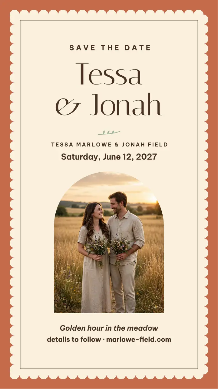 Tessa and Jonah scalloped save the date template
