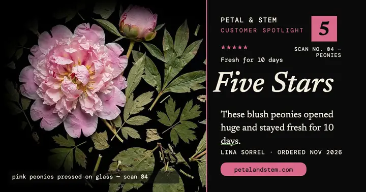Petal and Stem peony customer spotlight template