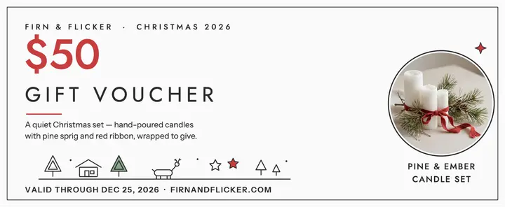 Firn and Flicker Christmas candle gift voucher template