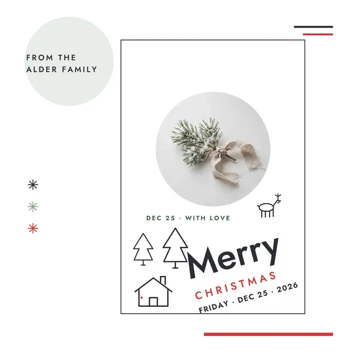 Alder Family scandi line Christmas card template