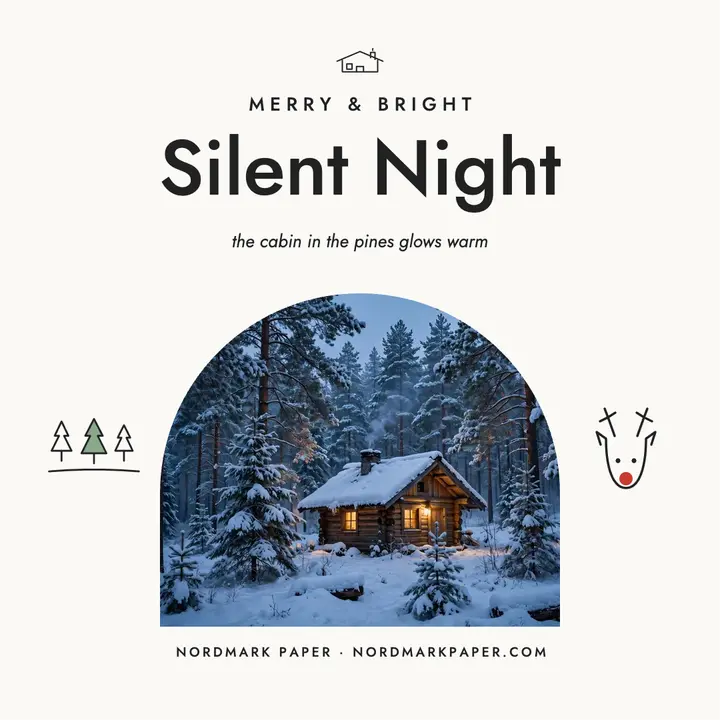 Nordmark Paper silent night cabin card: scandinavian christmas card template