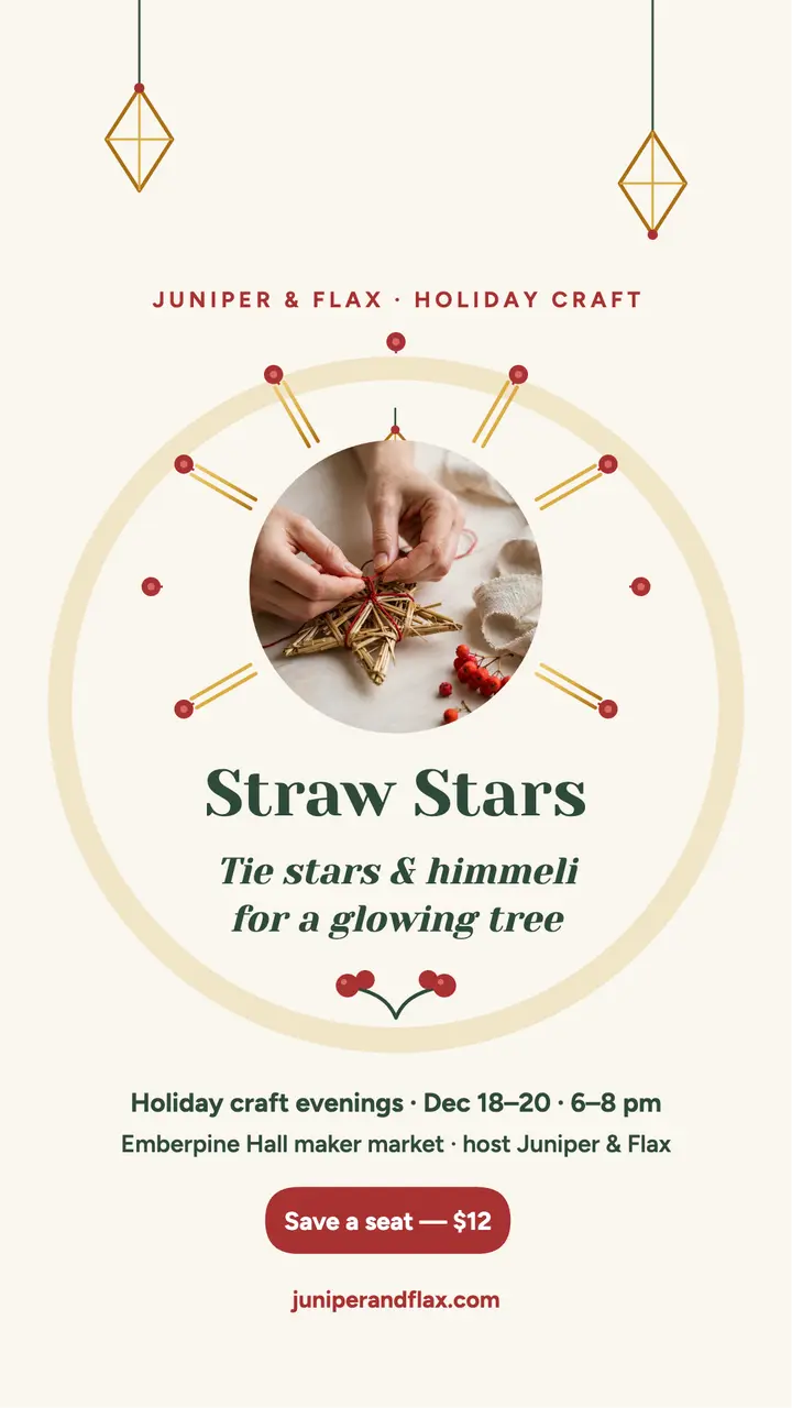 Emberpine straw star craft evening story template