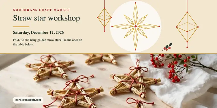 Straw star workshop holiday craft market post template
