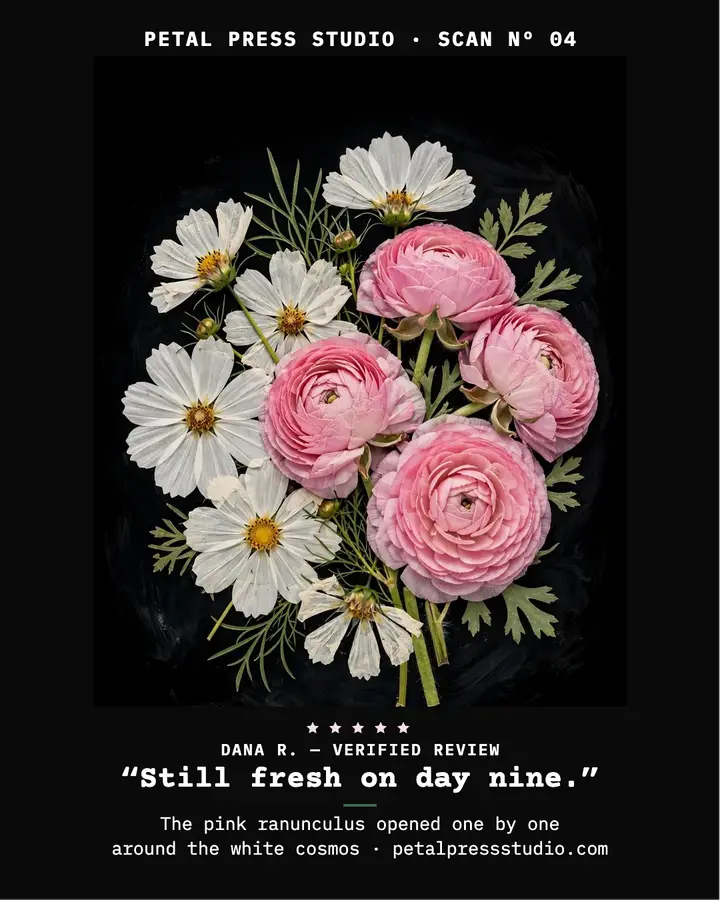 Scanned bouquet florist review post: florist review post template