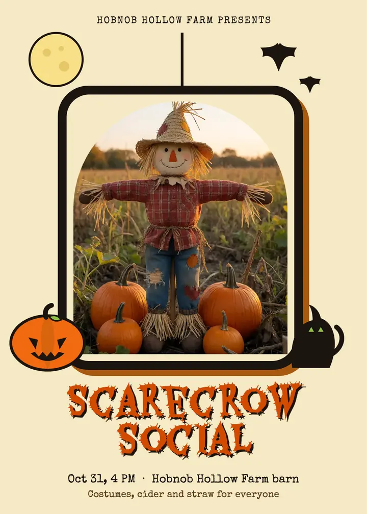 Hobnob Hollow Scarecrow Social invitation template