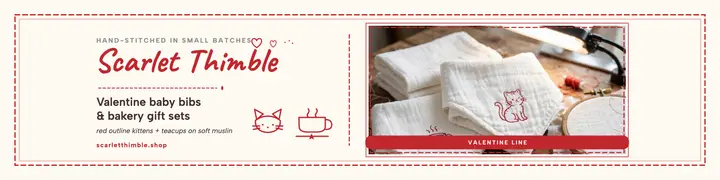 Scarlet Thimble Valentine bibs banner template
