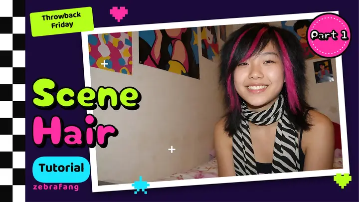 Scene hair tutorial thumbnail, 2007 throwback template