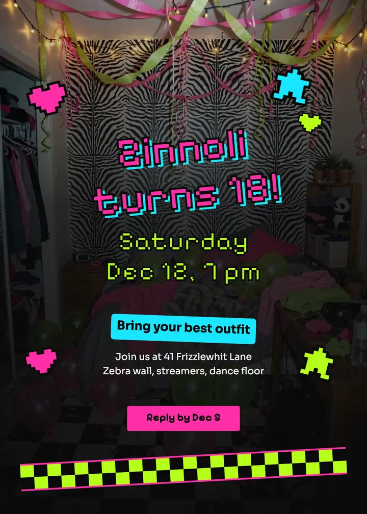 18th birthday party invitation, scene kid 2007 template