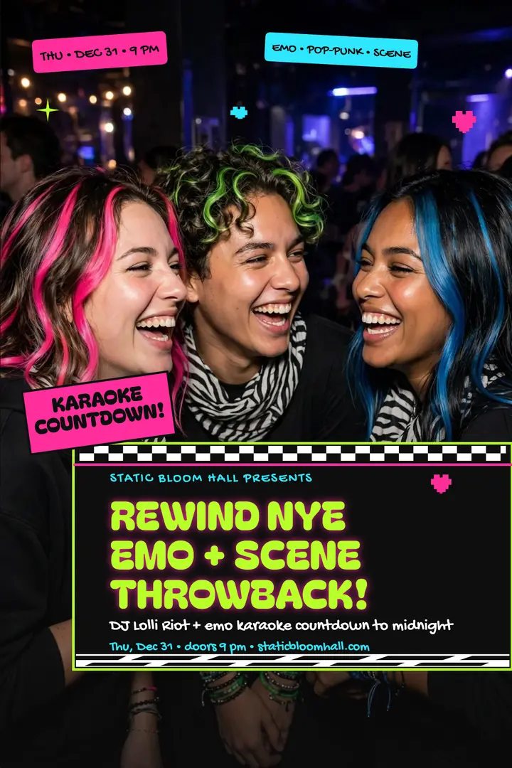 Rewind NYE emo throwback poster template
