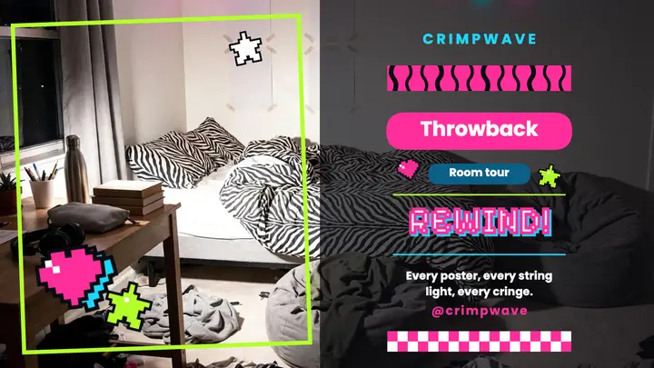 Rewind throwback room tour thumbnail, scene kid template