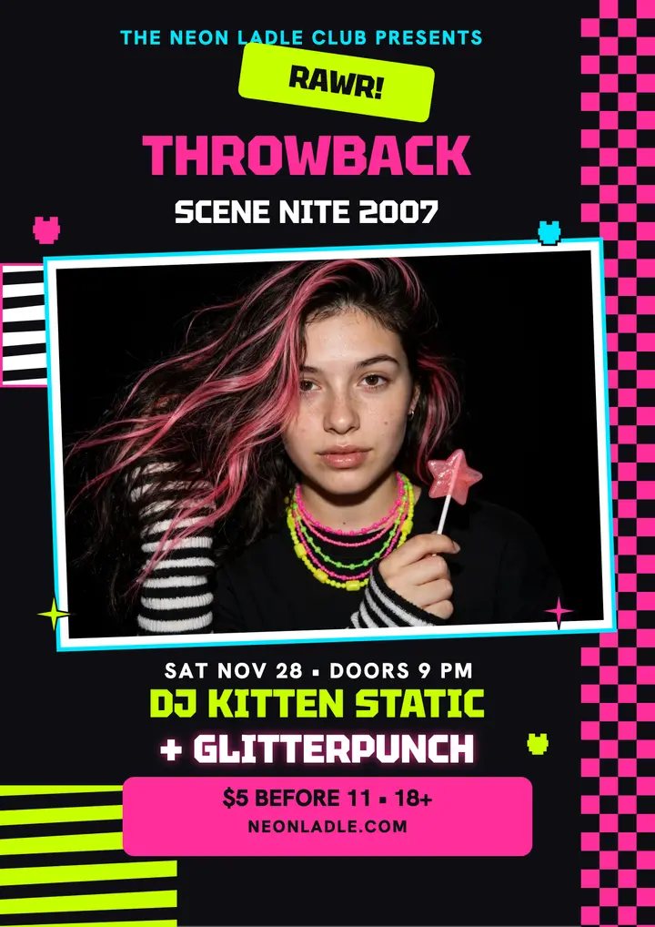 Throwback scene DJ night flyer template