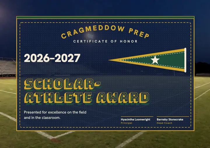 Cragmeddow Prep scholar-athlete award certificate template