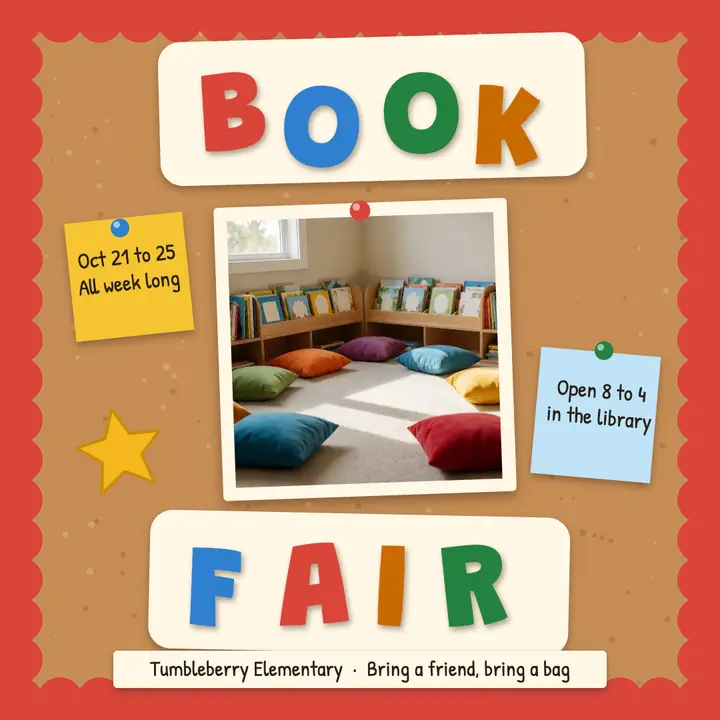 School book fair announcement, classroom bulletin board template