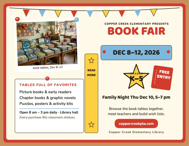 Copper Creek book fair bulletin flyer template