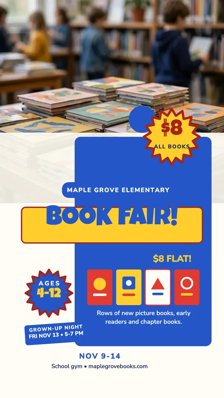 Maple Grove school book fair story template