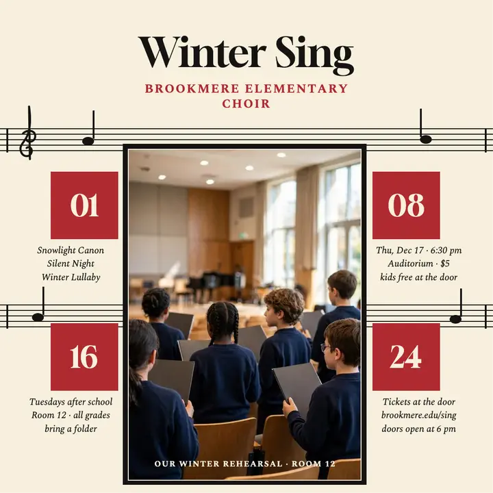 Brookmere Winter Sing choir poster template