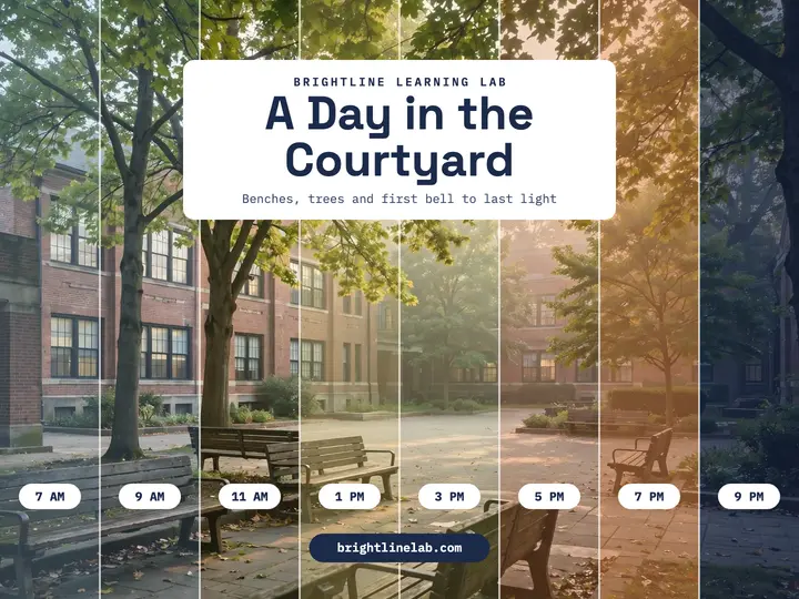 Brightline courtyard day time-slice slide template