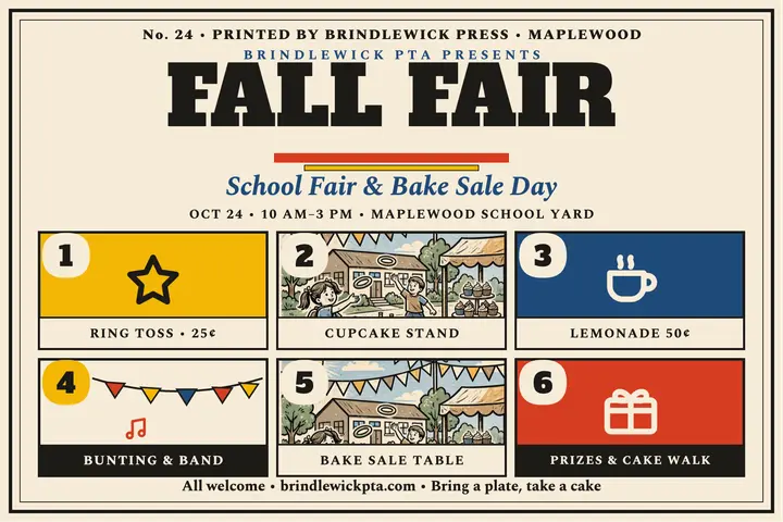 Brindlewick Fall Fair broadsheet postcard template