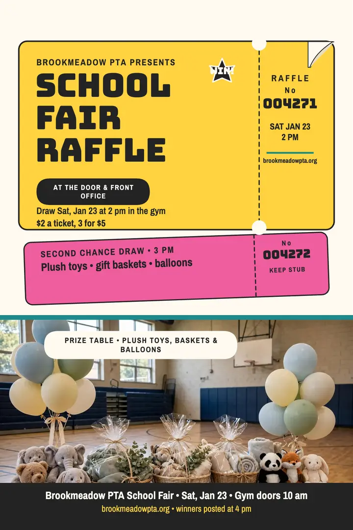 Brookmeadow school fair raffle poster template
