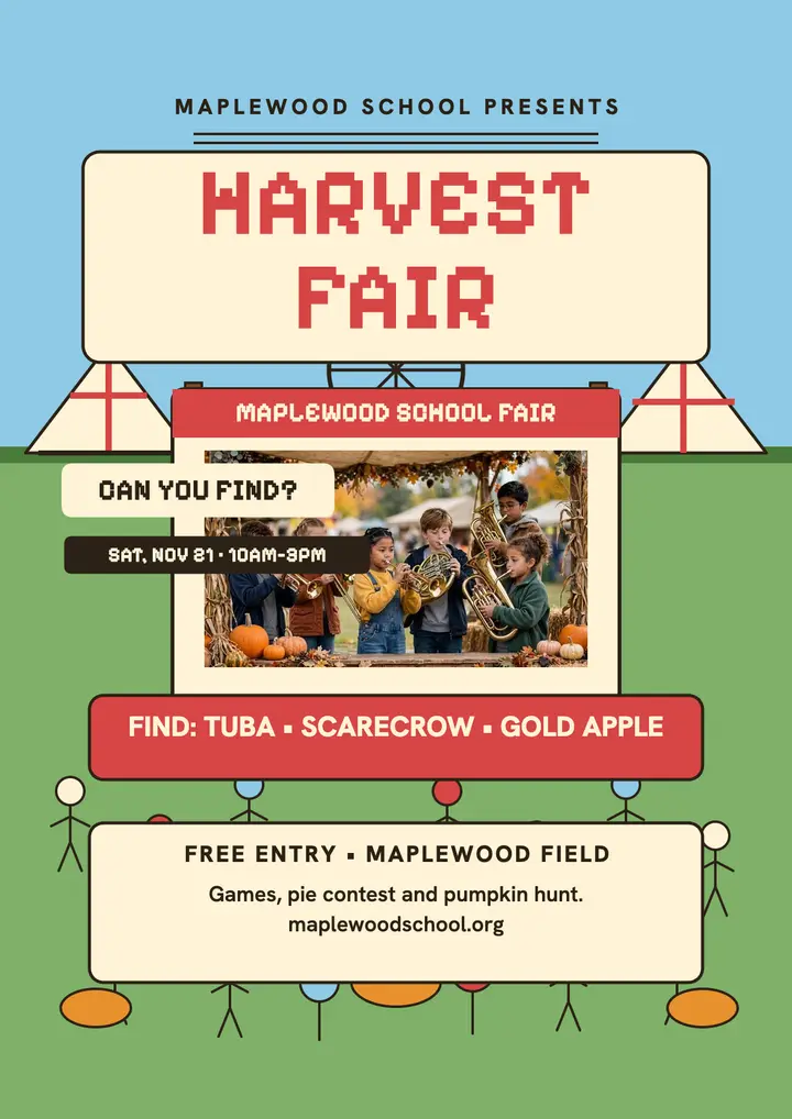 Maplewood School Harvest Fair seek and find template