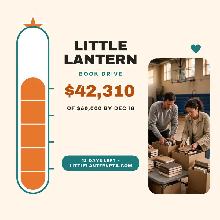 Little Lantern book drive fundraiser cover template