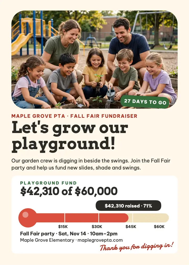 Maple Grove playground fundraiser invite template