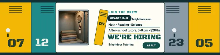 Brightdoor Tutoring hiring locker banner: tutor hiring banner template
