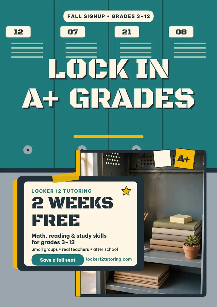Locker 12 back to school tutoring flyer: tutoring flyer template