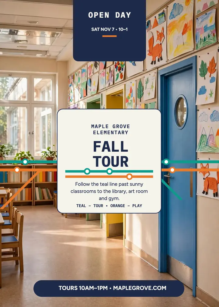 Maple Grove fall tour invite: school open day invitation template