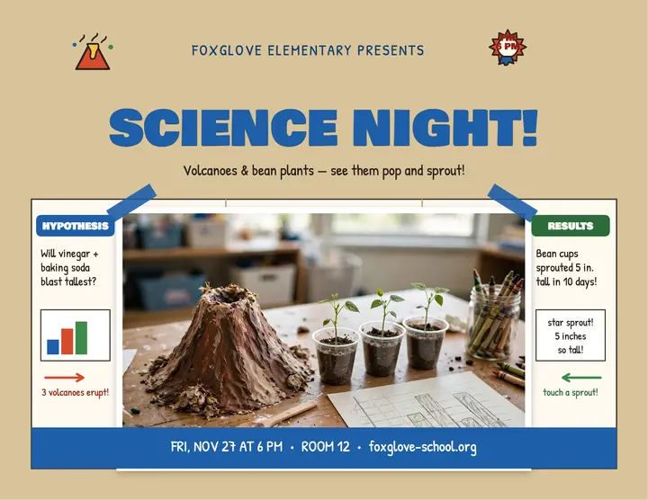 Foxglove science fair night flyer template