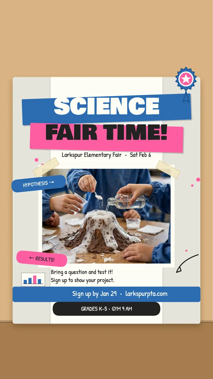 Larkspur science fair tri-fold story template