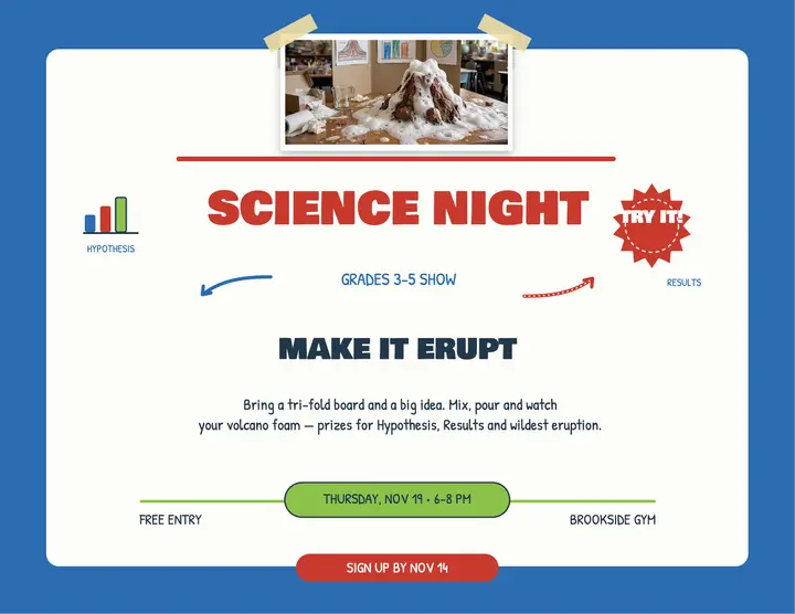 Brookside science night tri-fold flyer template