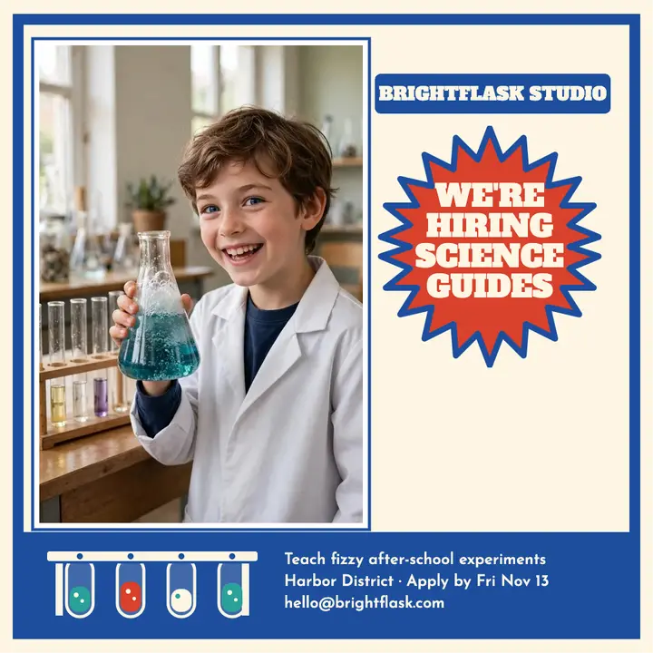 Brightflask Studio science instructors hiring post: science instructor hiring post template