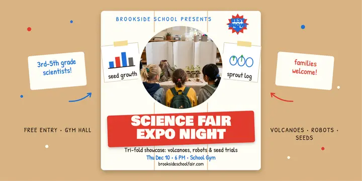 Brookside School science fair expo night post template