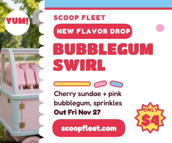 Scoop Fleet bubblegum swirl launch ad template
