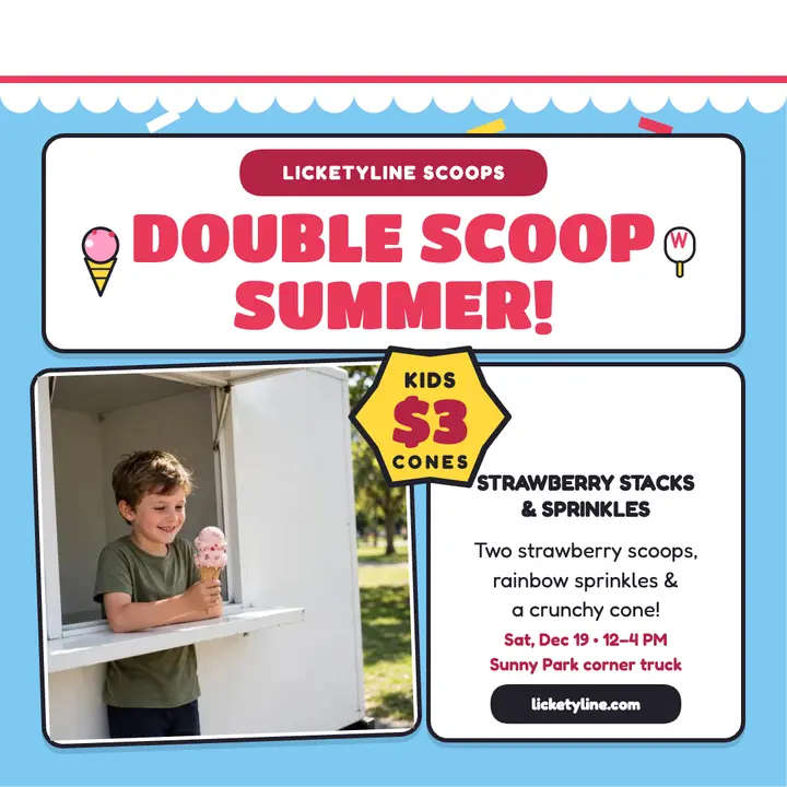 Licketyline Scoops summer decal post: kids ice cream promo template