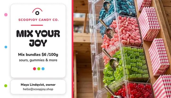 Scoopjoy candy mix business card template
