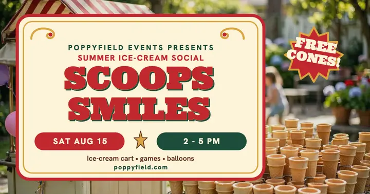 Scoops and Smiles ice-cream social post template