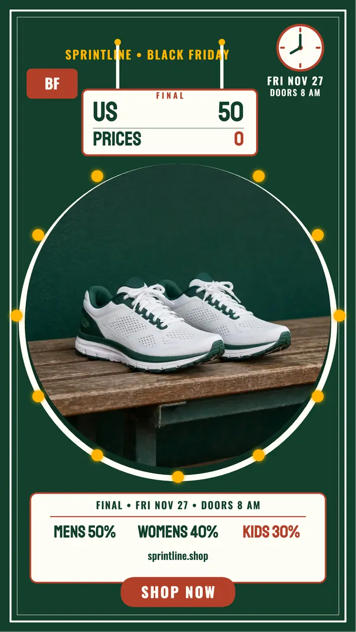 Sprintline Black Friday scoreboard story template