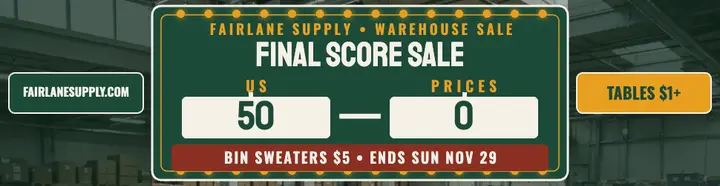 Fairlane Supply final score sale billboard: warehouse sale billboard template