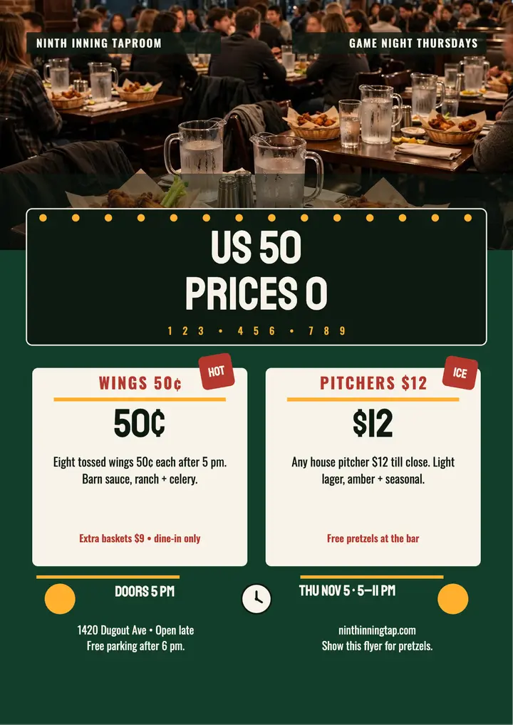 Ninth Inning scoreboard wing deal flyer template
